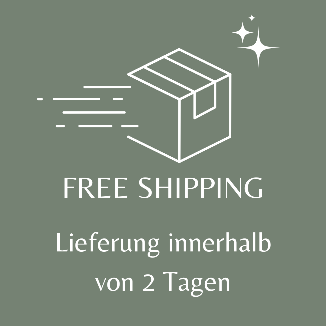 "Icon für kostenlosen Versand: Paket mit Bewegungslinien und funkelnden Sternen, dargestellt auf grünem Hintergrund. Kostenloser Versand bei Honeydew